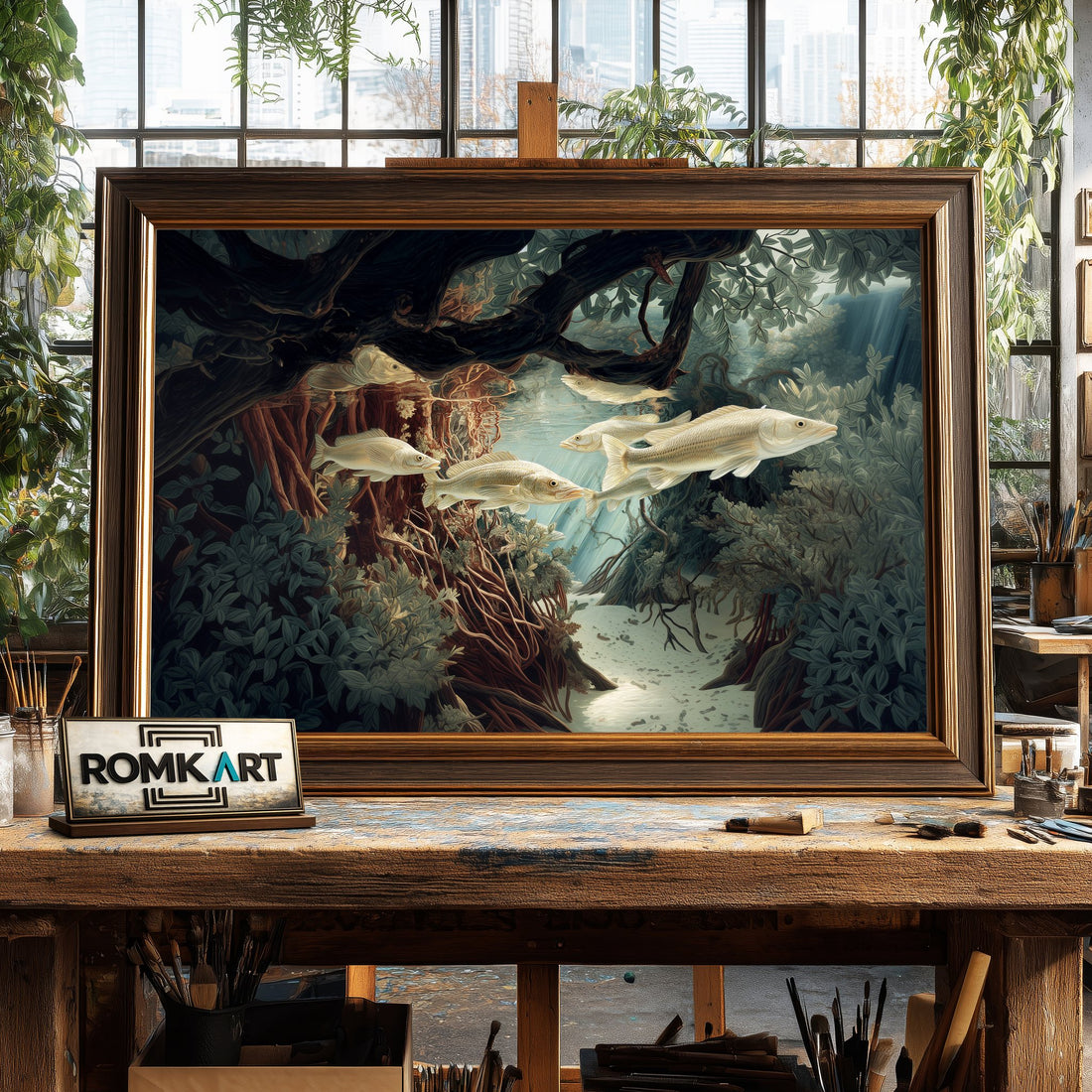 Silvery Snook Fish hand-painted oil painting on canvas