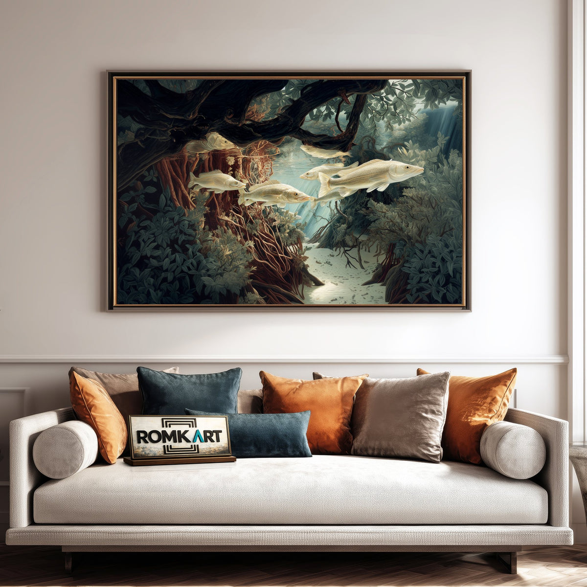 Silvery Snook Fish Marine Life Oil Painting - image 4