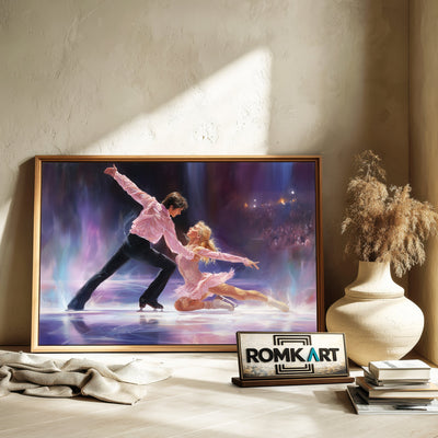 Skaters Spin on Ice Rink Sports Oil Painting - image 6