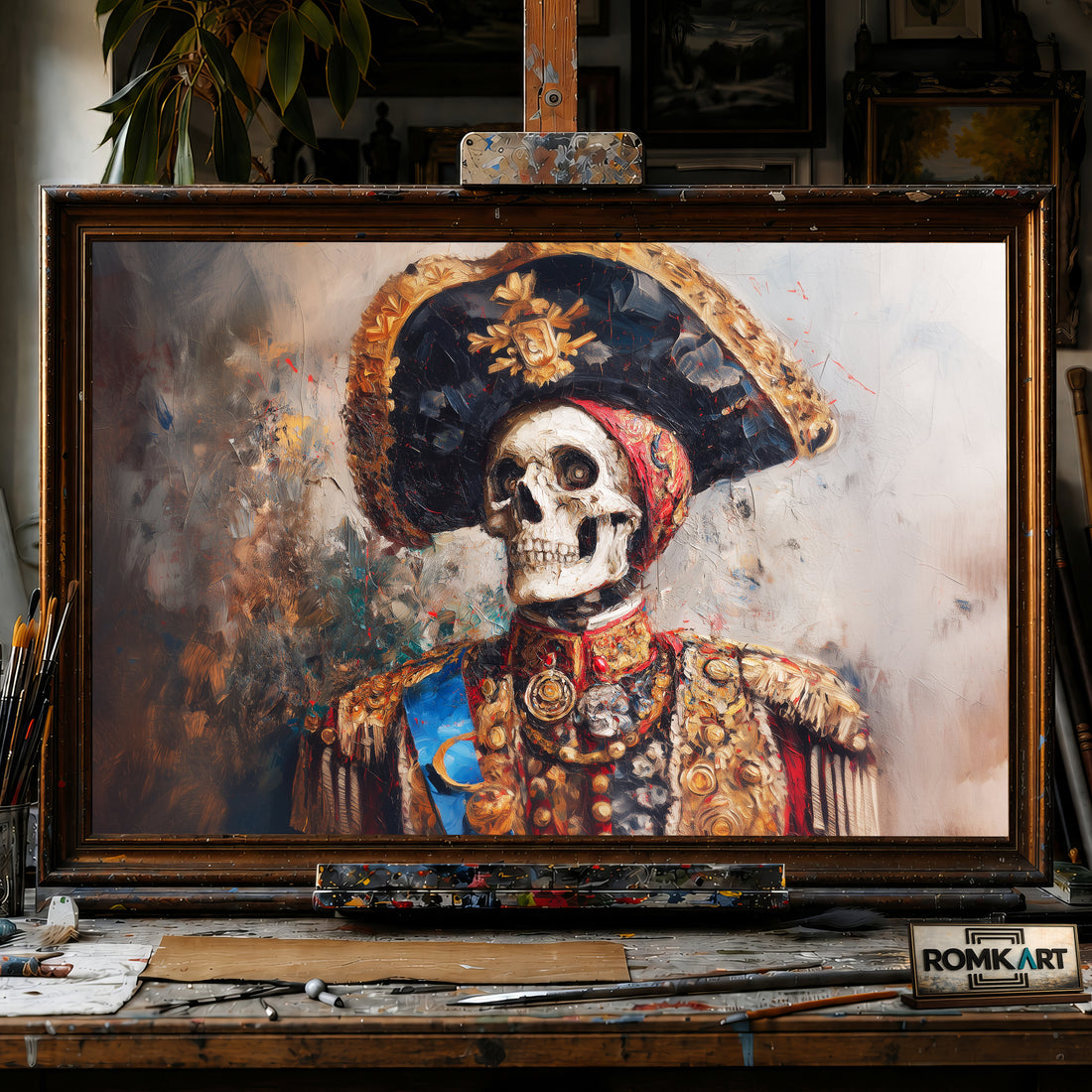 Skeletal Bullfighter in Traditional Attire hand-painted oil painting on canvas