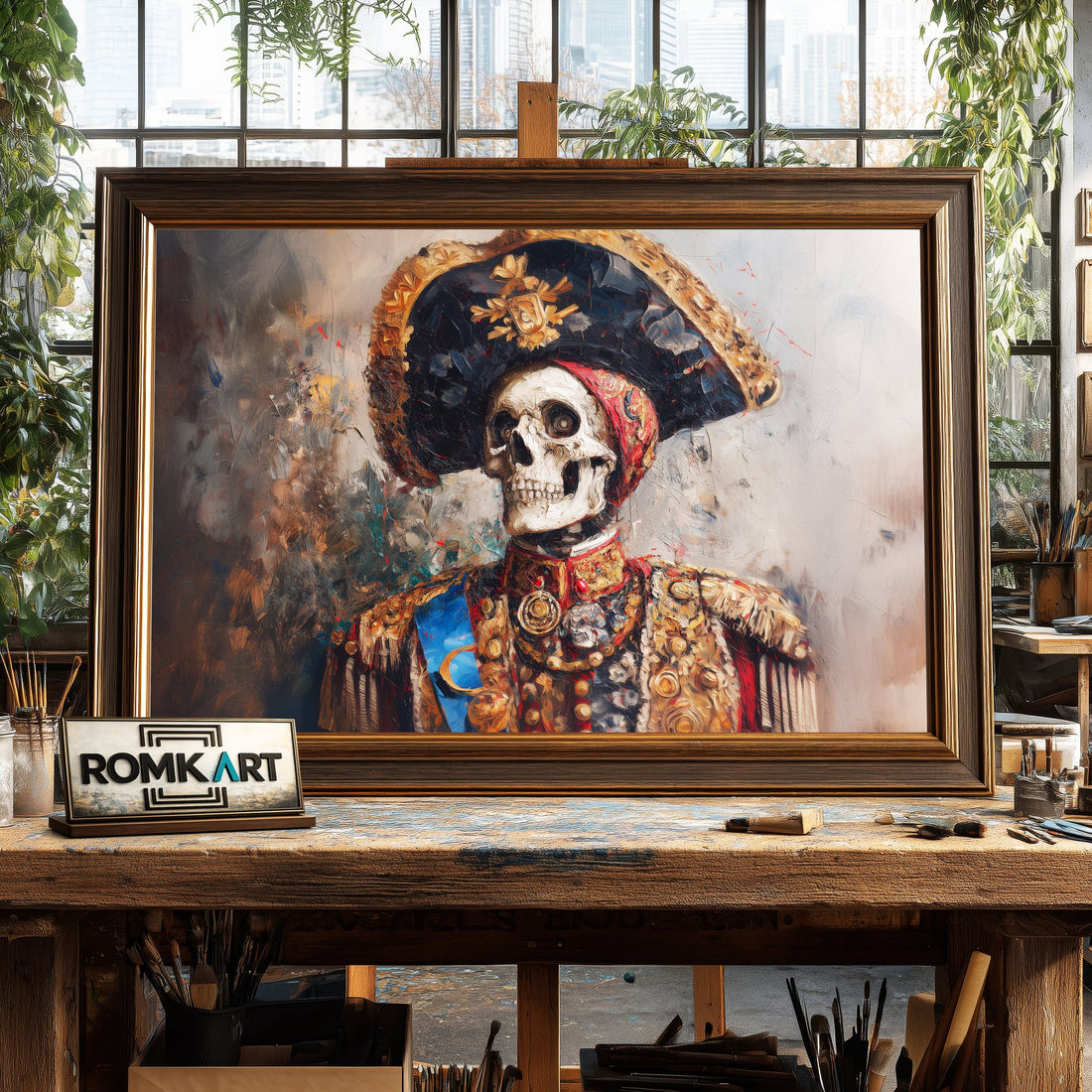 Skeletal Bullfighter in Traditional Attire hand-painted oil painting on canvas
