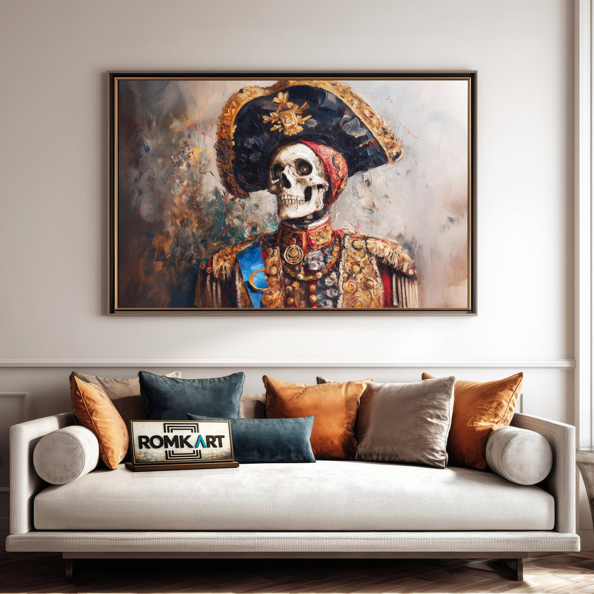 Skeletal Bullfighter in Traditional Attire Abstract Oil Painting - image 4