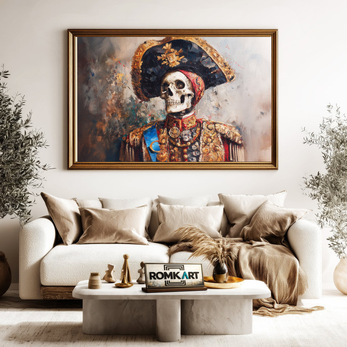 Skeletal Bullfighter in Traditional Attire Abstract Oil Painting - image 5