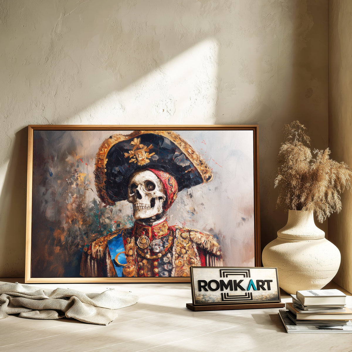 Skeletal Bullfighter in Traditional Attire Abstract Oil Painting - image 6