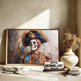 Skeletal Bullfighter in Traditional Attire Abstract Oil Painting - image 6