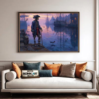 Skeleton Pirate Captain on Haunted Harbor Oil Painting - image 4