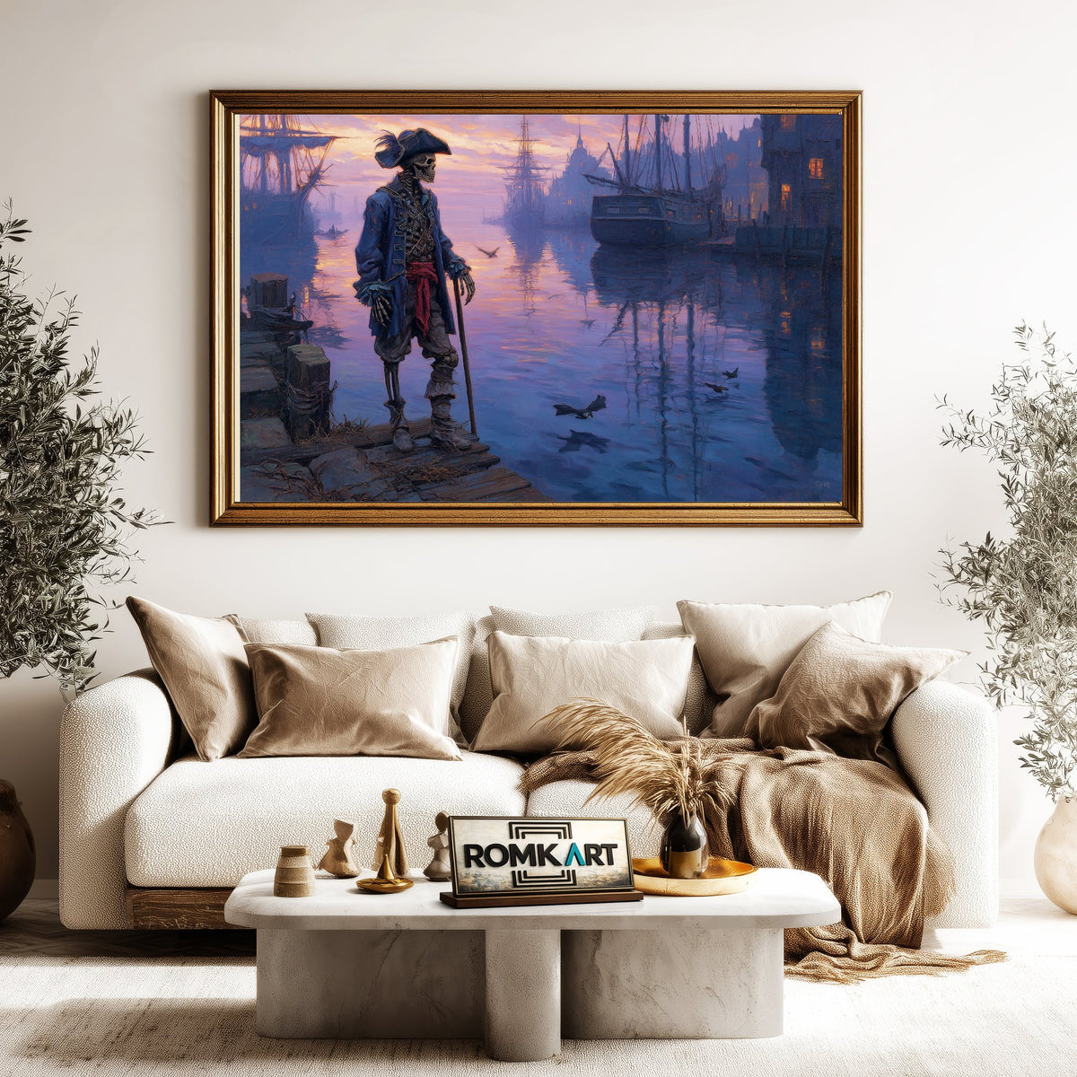Skeleton Pirate Captain on Haunted Harbor Oil Painting - image 5