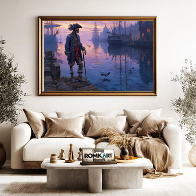 Skeleton Pirate Captain on Haunted Harbor Oil Painting - image 5