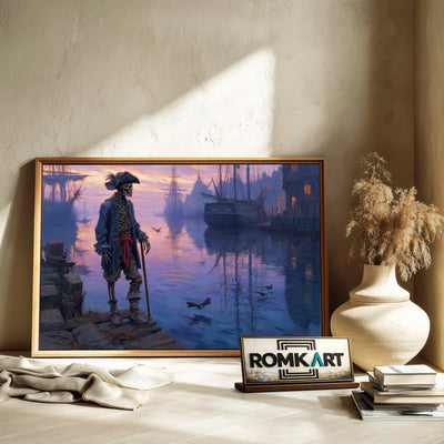 Skeleton Pirate Captain on Haunted Harbor Oil Painting - image 6