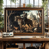 Skull Medieval Knight Historical Oil Painting - image 2