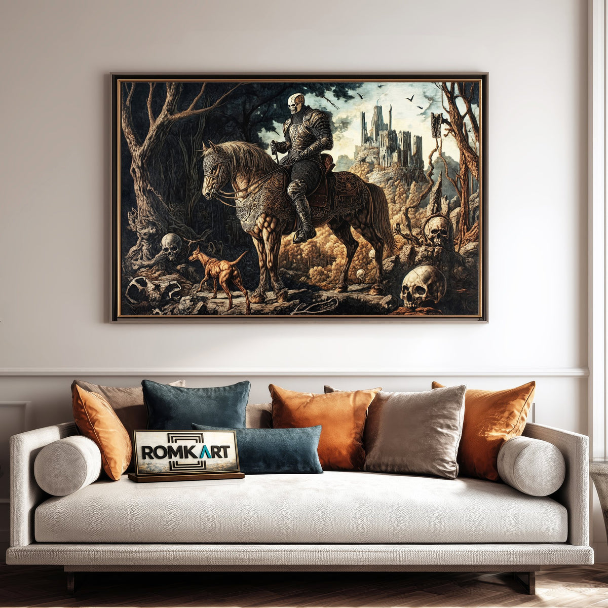 Skull Medieval Knight Historical Oil Painting - image 4