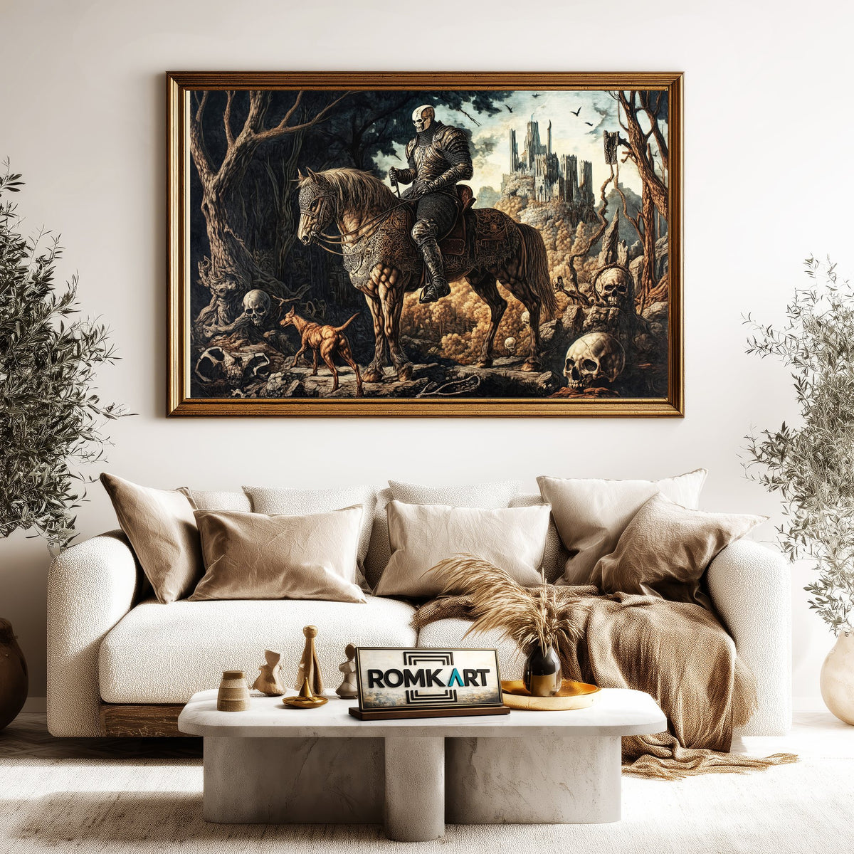 Skull Medieval Knight Historical Oil Painting - image 5