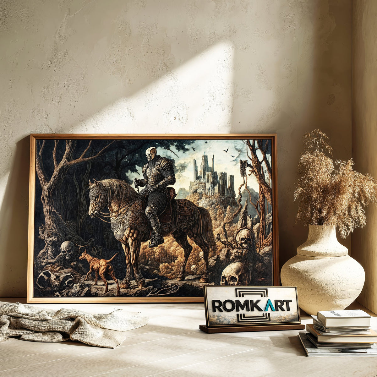 Skull Medieval Knight Historical Oil Painting - image 6