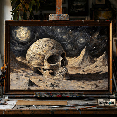 Skull Moon Landscape hand-painted oil painting on canvas