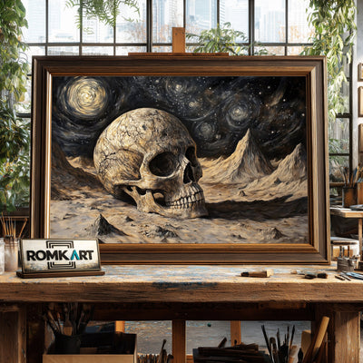 Skull Moon Landscape Abstract Oil Painting - image 2