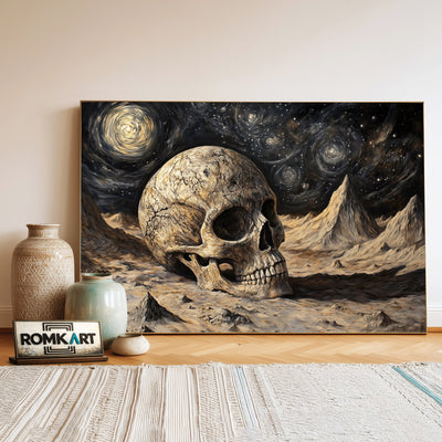 Skull Moon Landscape Abstract Oil Painting - image 3