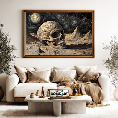 Skull Moon Landscape Abstract Oil Painting - image 5