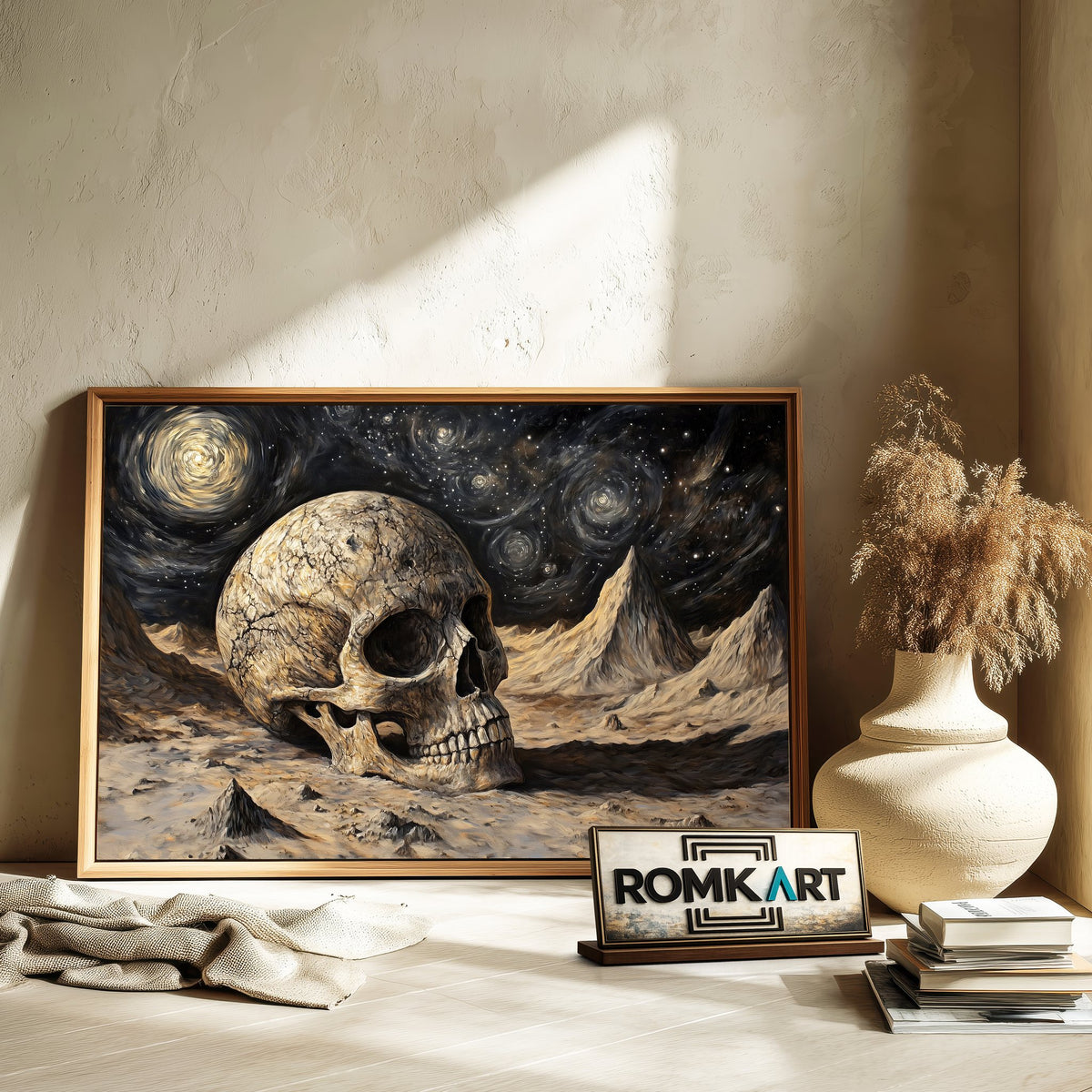 Skull Moon Landscape Abstract Oil Painting - image 6
