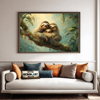 Sloth Family Wildlife Oil Painting - image 4