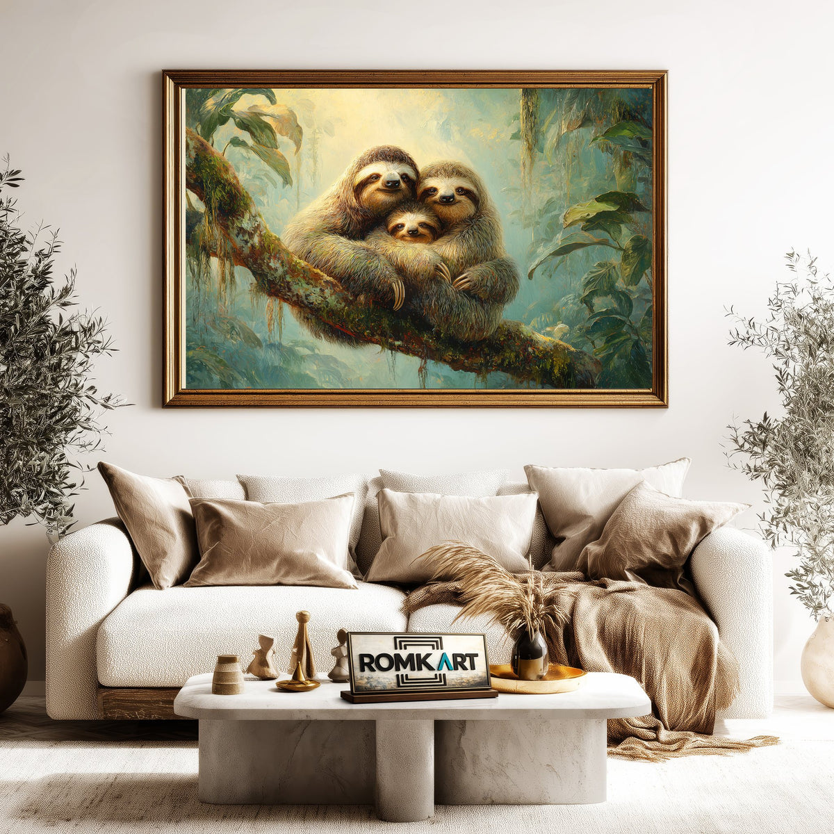 Sloth Family Wildlife Oil Painting - image 5