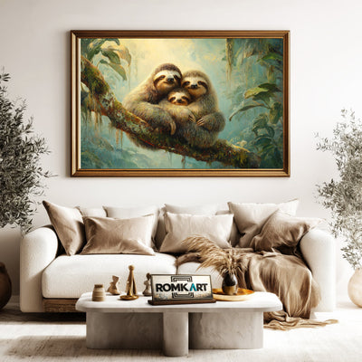 Sloth Family Wildlife Oil Painting - image 5
