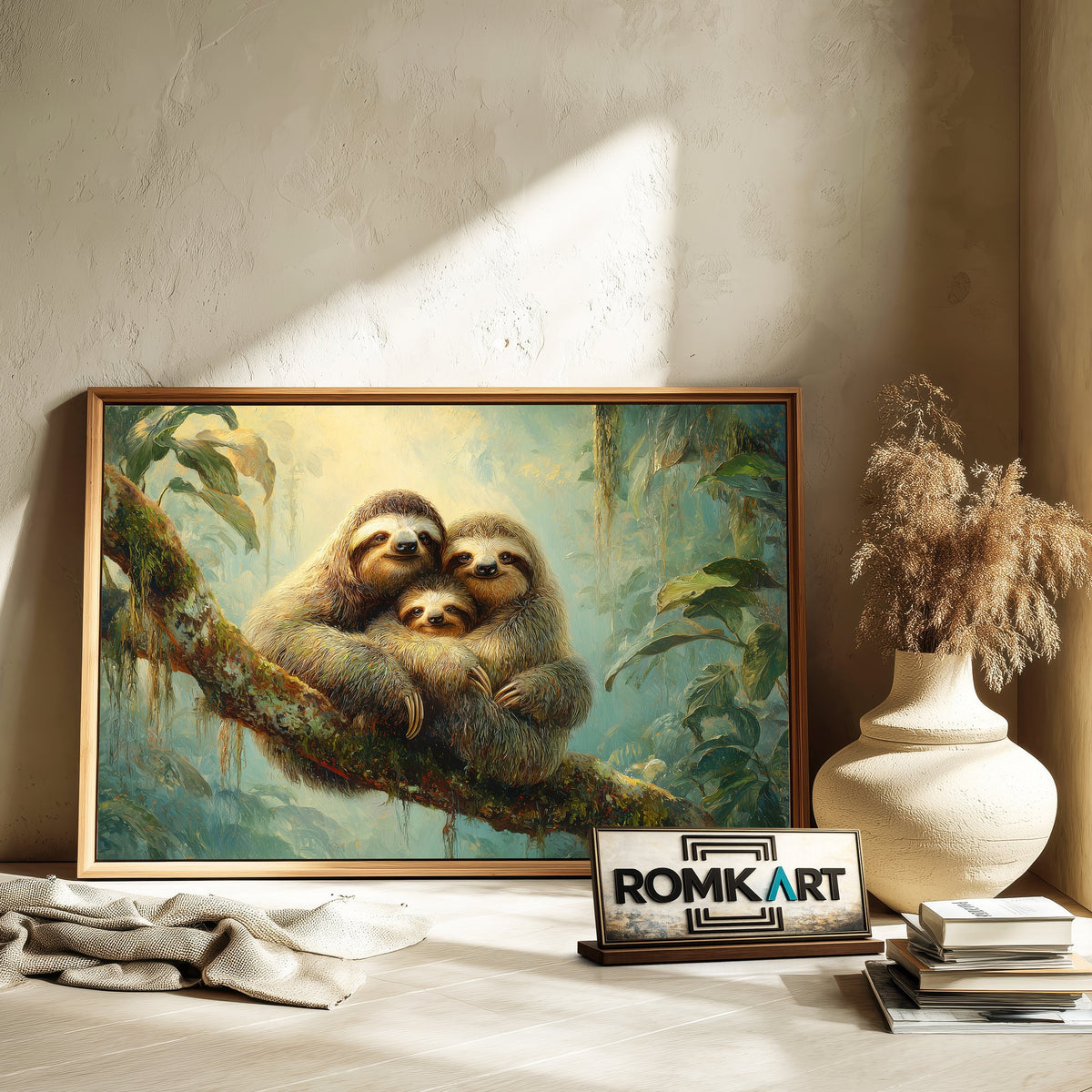 Sloth Family Wildlife Oil Painting - image 6