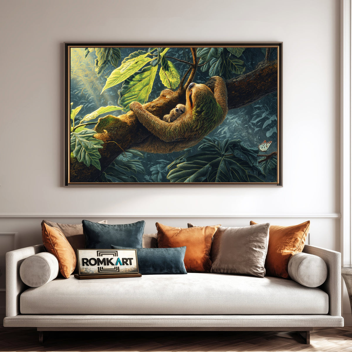Sloth Hanging Wildlife Oil Painting - image 4