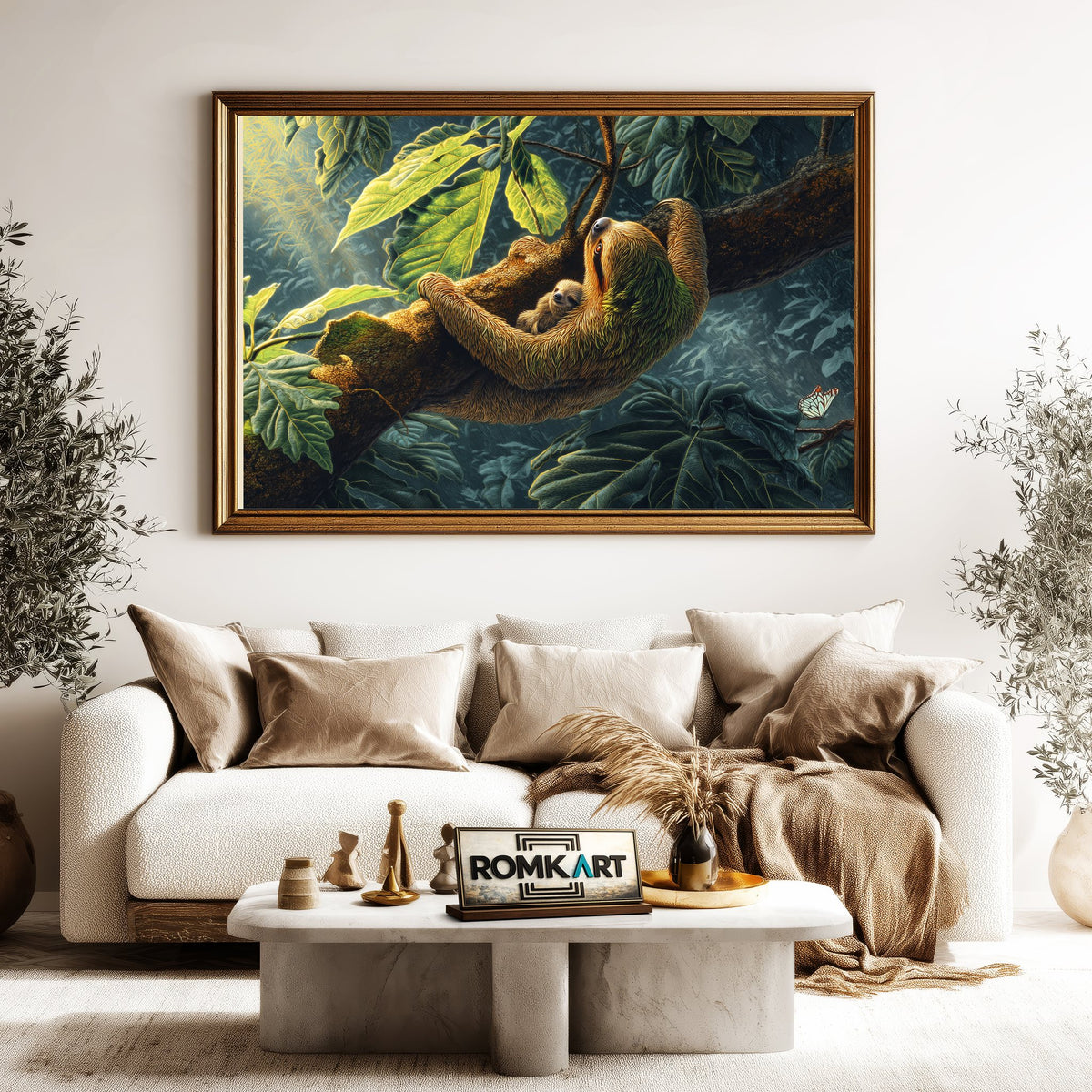 Sloth Hanging Wildlife Oil Painting - image 5
