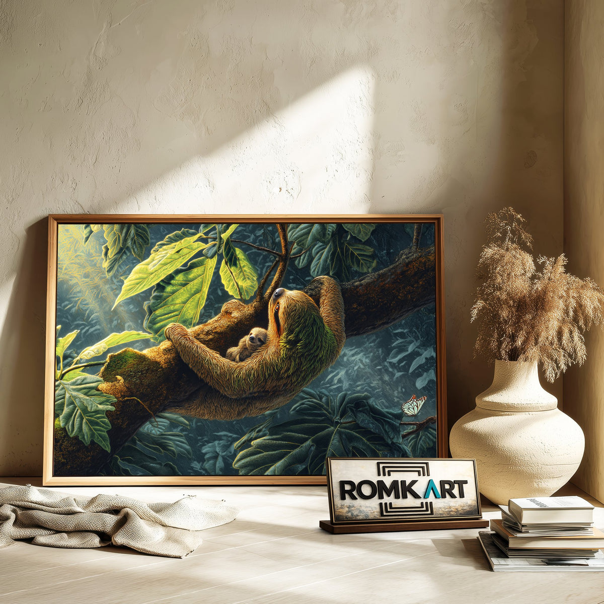 Sloth Hanging Wildlife Oil Painting - image 6