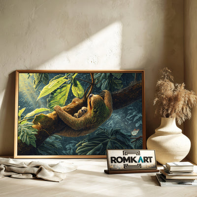 Sloth Hanging Wildlife Oil Painting - image 6