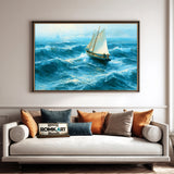 Small Sailboat Battling Coastal Waves Oil Painting - image 4