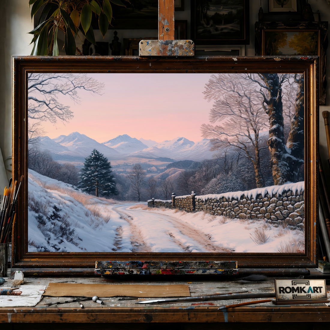 Snow Hills of Scottish Highlands hand-painted oil painting on canvas