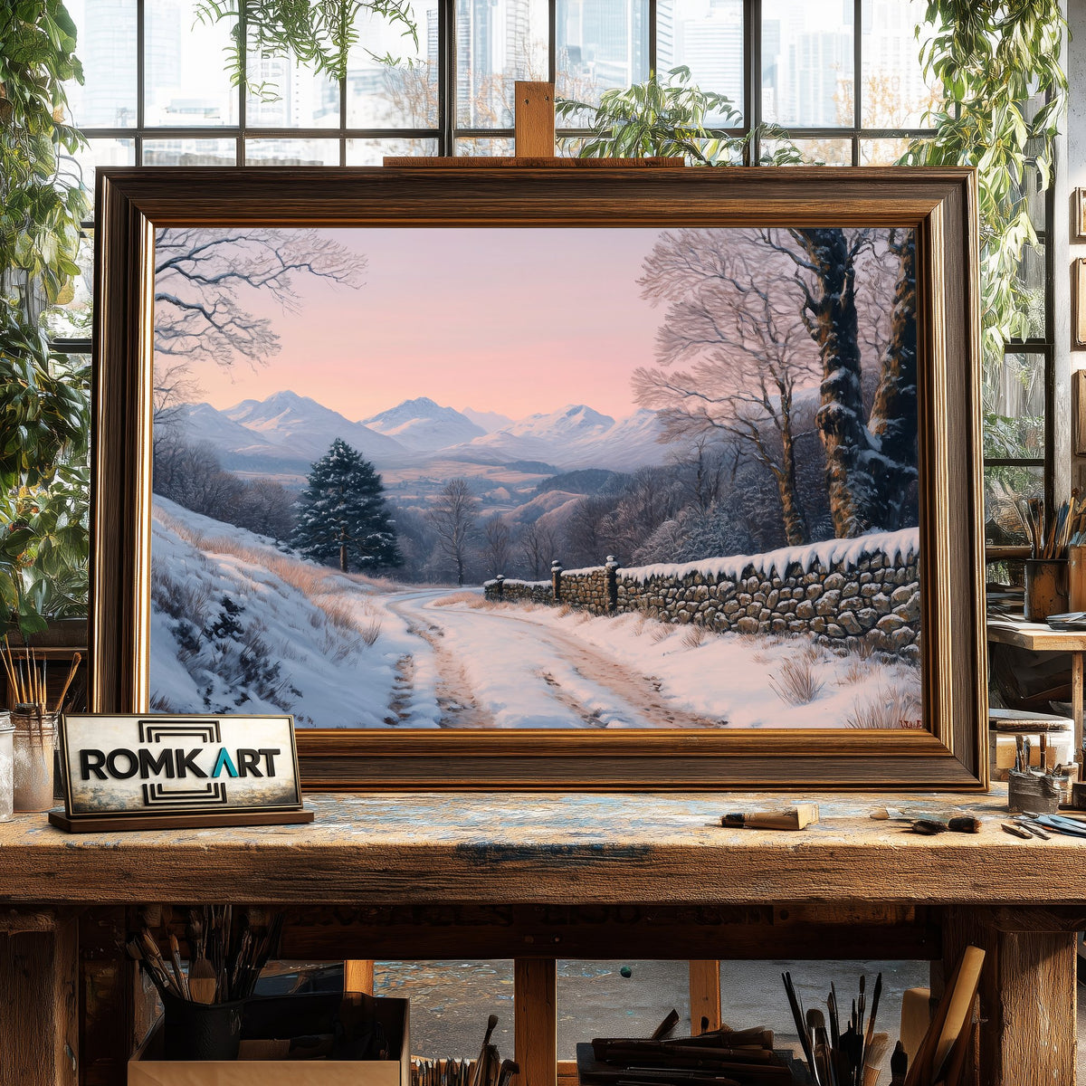 Snow Hills of Scottish Highlands Landscape Oil Painting - image 2