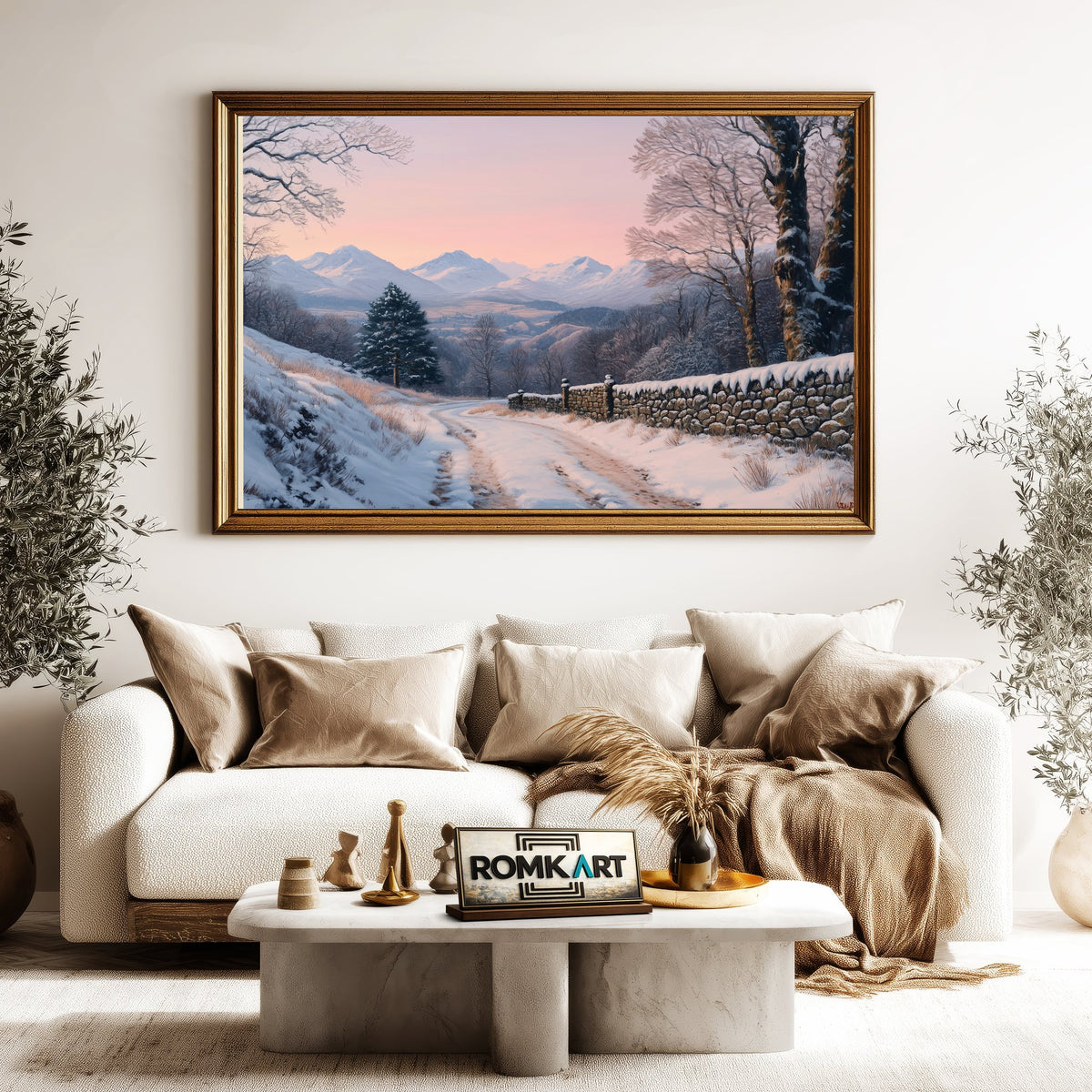 Snow Hills of Scottish Highlands Landscape Oil Painting - image 5