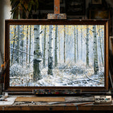 Snowy Aspen Grove hand-painted oil painting on canvas