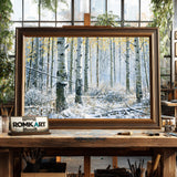 Snowy Aspen Grove Forest Landscape Oil Painting - image 2