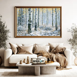 Snowy Aspen Grove Forest Landscape Oil Painting - image 5
