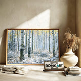 Snowy Aspen Grove Forest Landscape Oil Painting - image 6