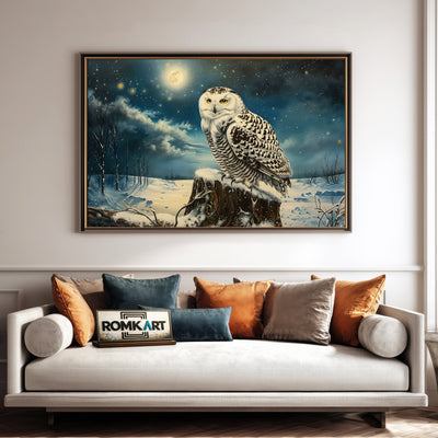 Snowy Owl and Moon Bird Oil Painting - image 4