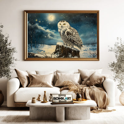 Snowy Owl and Moon Bird Oil Painting - image 5