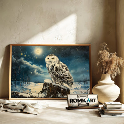 Snowy Owl and Moon Bird Oil Painting - image 6
