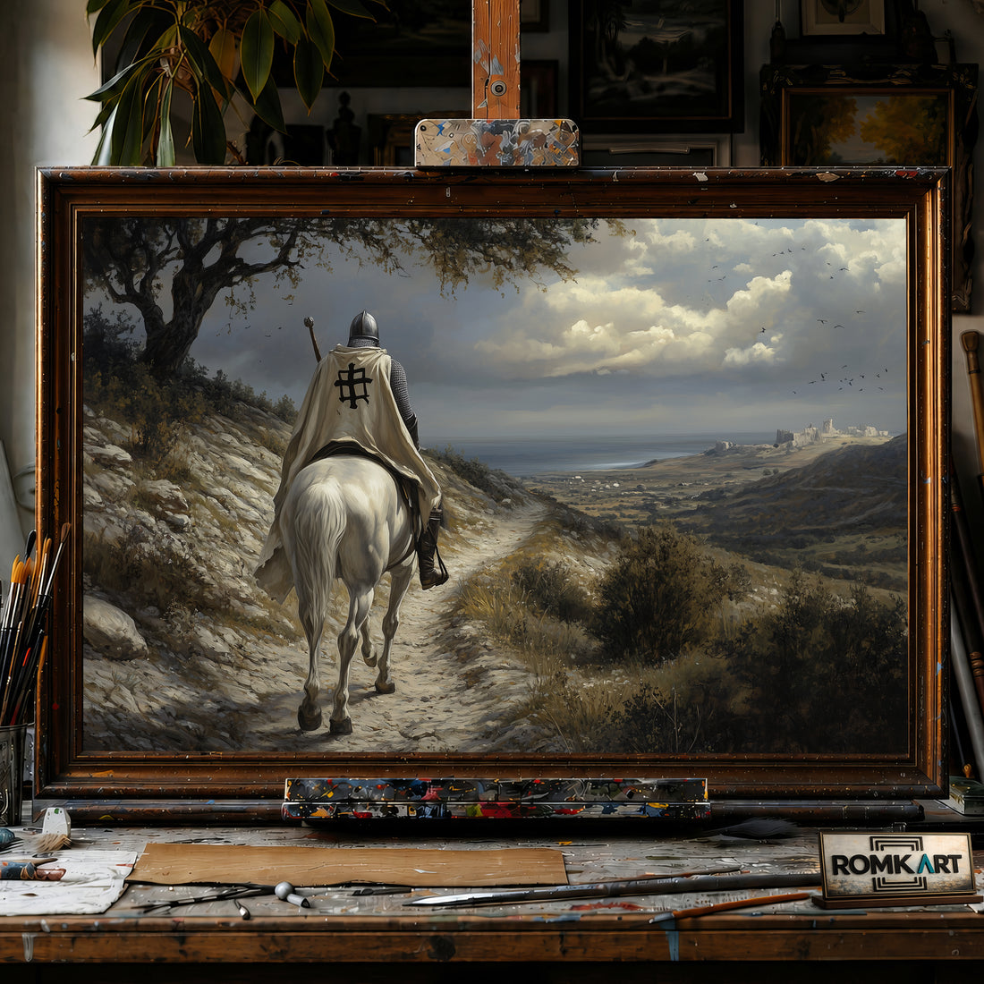 Solitary Knight hand-painted oil painting on canvas