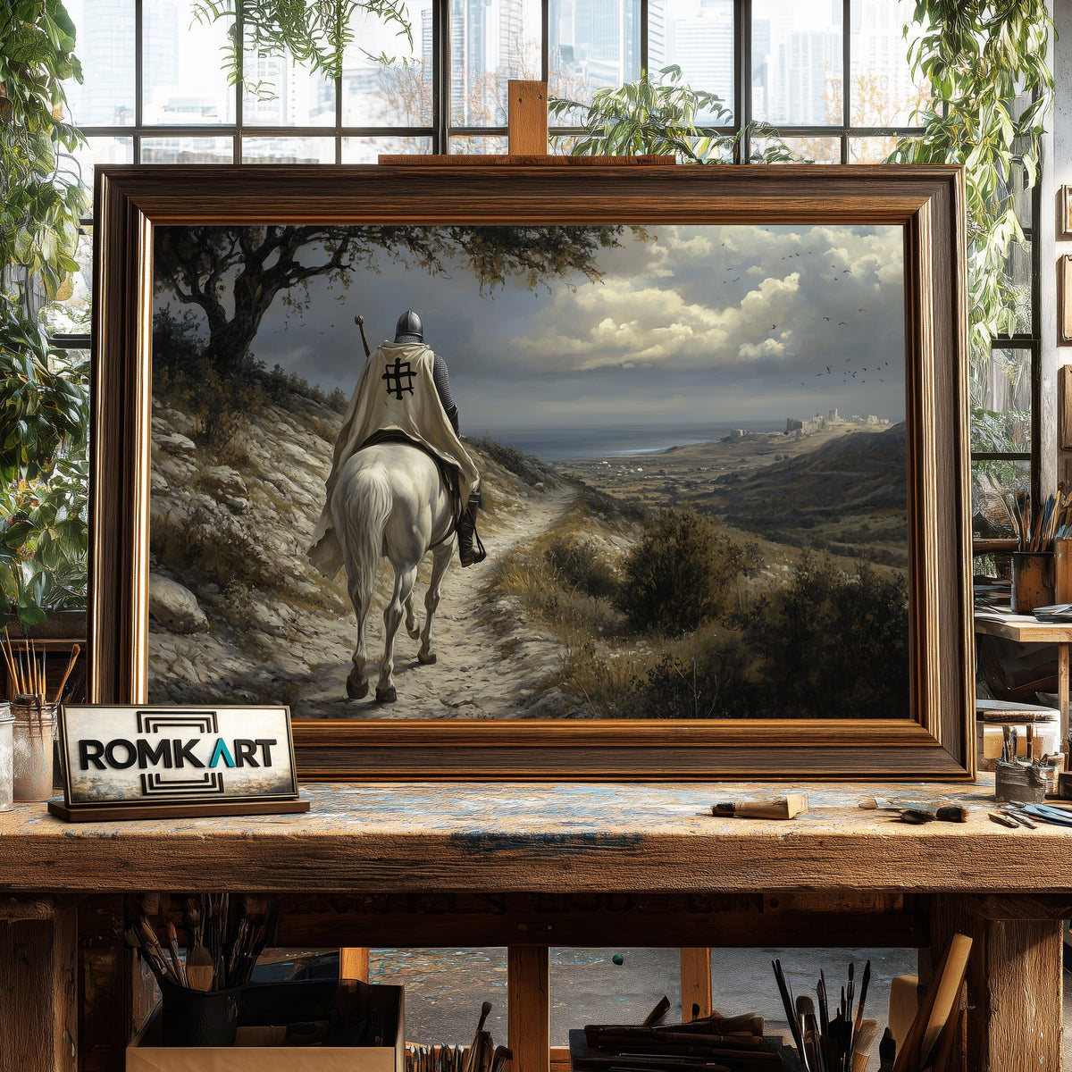 Solitary Knight Historical Oil Painting - image 2