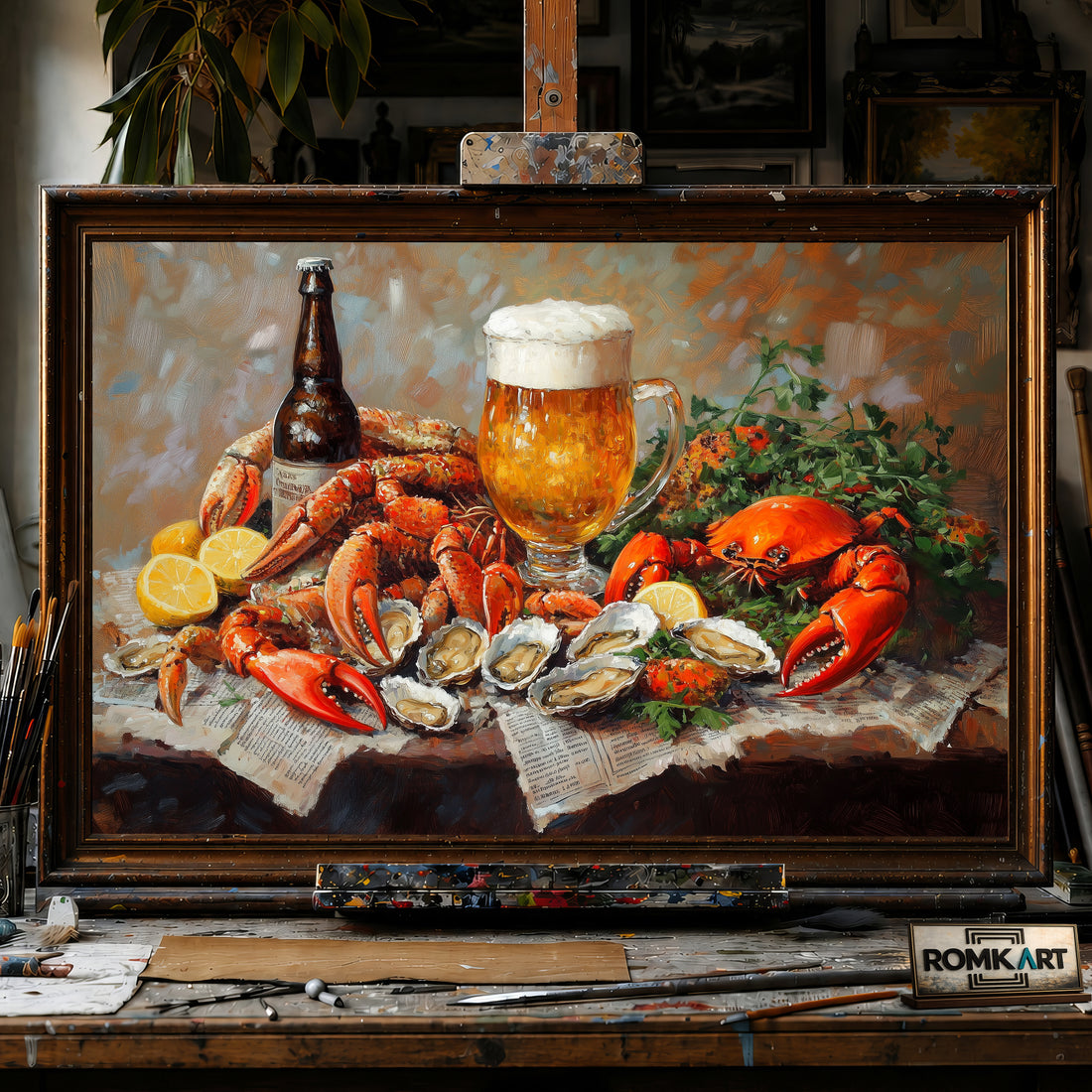 Southern Seafood hand-painted oil painting on canvas