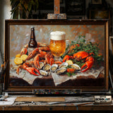 Southern Seafood hand-painted oil painting on canvas