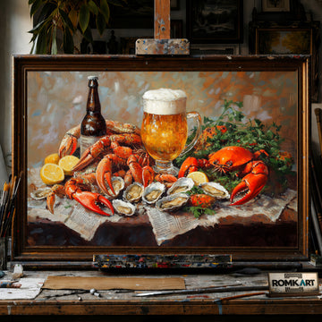 Southern Seafood hand-painted oil painting on canvas