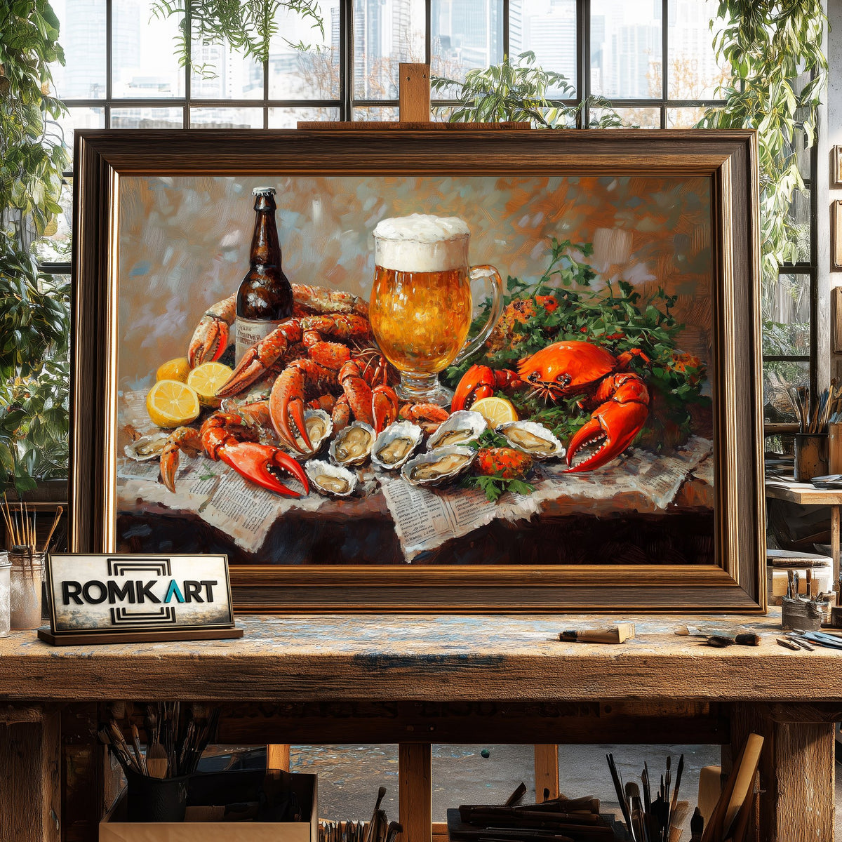 Southern Seafood Food Still Life Oil Painting - image 2