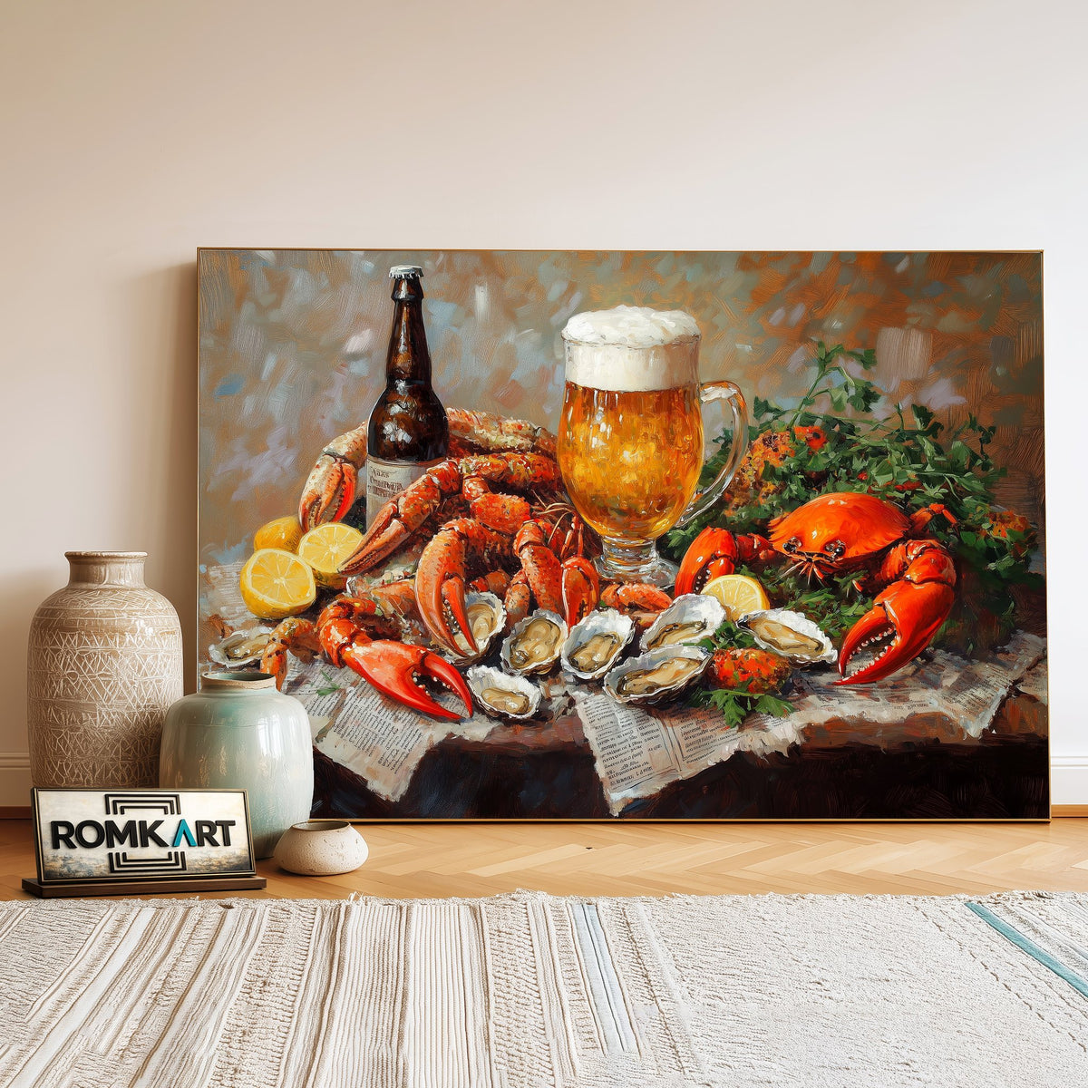 Southern Seafood Food Still Life Oil Painting - image 3