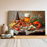 Southern Seafood Food Still Life Oil Painting - image 3