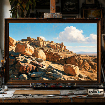 Southwestern desert - Hand-Painted Oil Painting - View 1